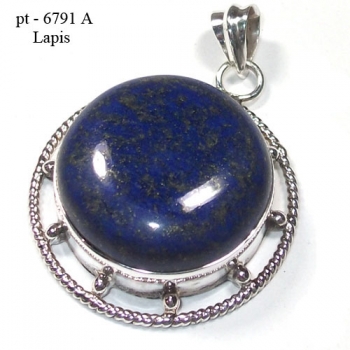 Blue lapis lazuli beautifully handcrafted pure silver gemstone pendant